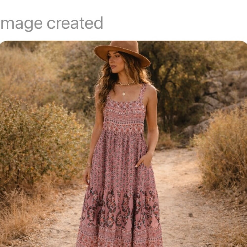 Knox Rose women's summer maxi dress size S boho cottage core dusty rose pockets
